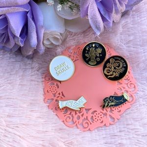 Gothic Witchy Punk Enamel Hand Pin Set
